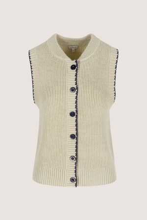 Cardigan - Mouwloze cardigan met boord