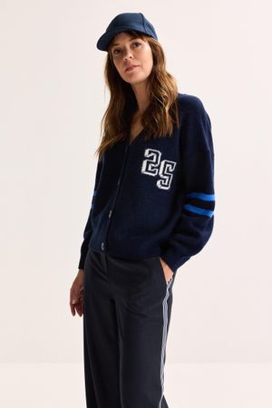 Cardigan - Varsity cardigan met V-hals