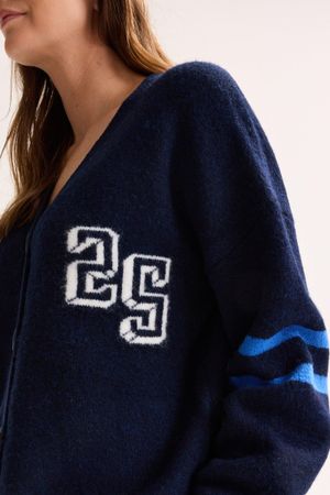 Cardigan - Varsity cardigan met V-hals