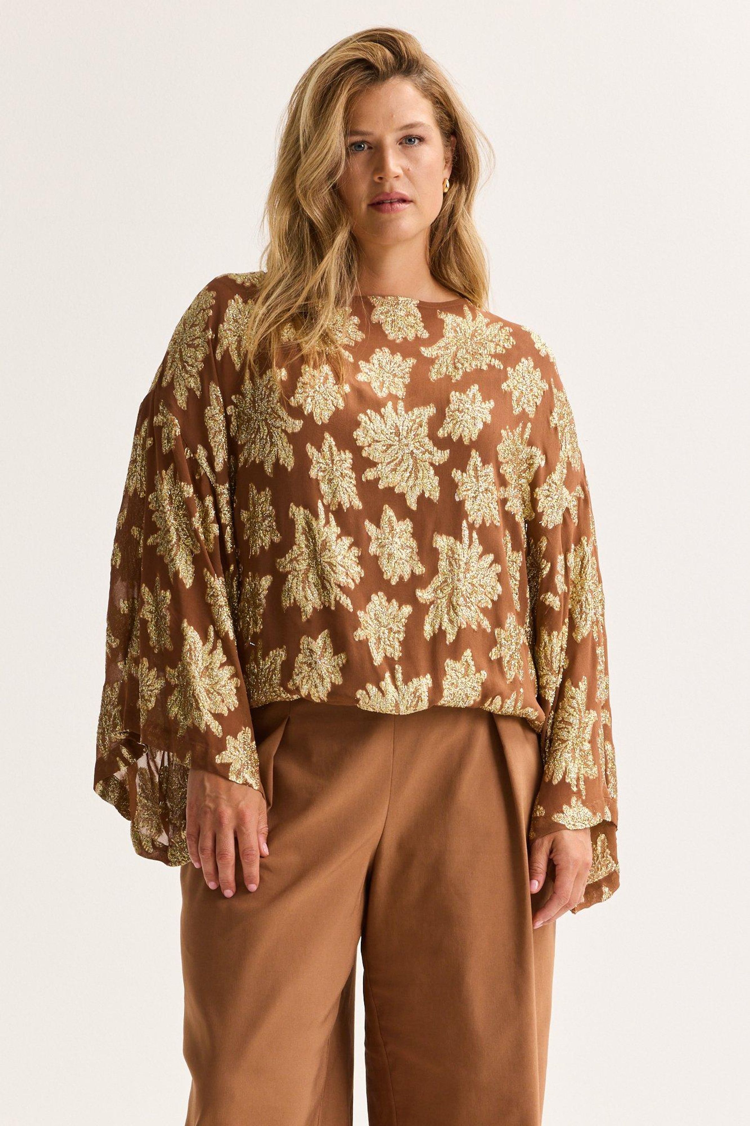 Blouse in voile met gouddraad - ame