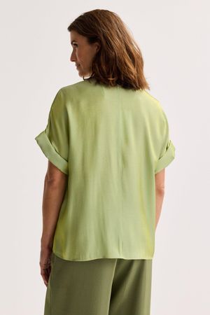 Hemden - V-halsblouse in glanzend satijn