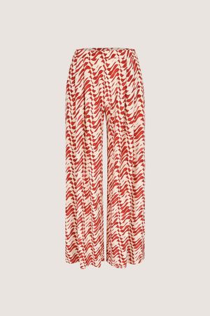 Broeken - Wijde printbroek met bandplooien