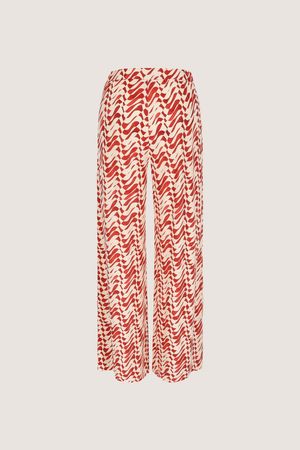 Broeken - Wijde printbroek met bandplooien