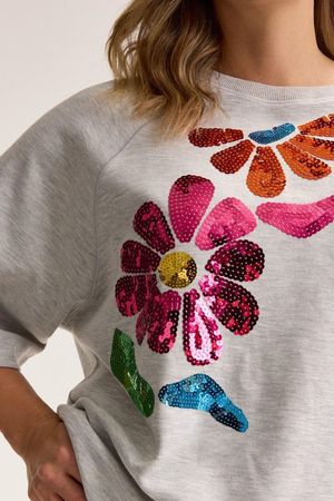 Sweatvest - T-shirt met pailletten