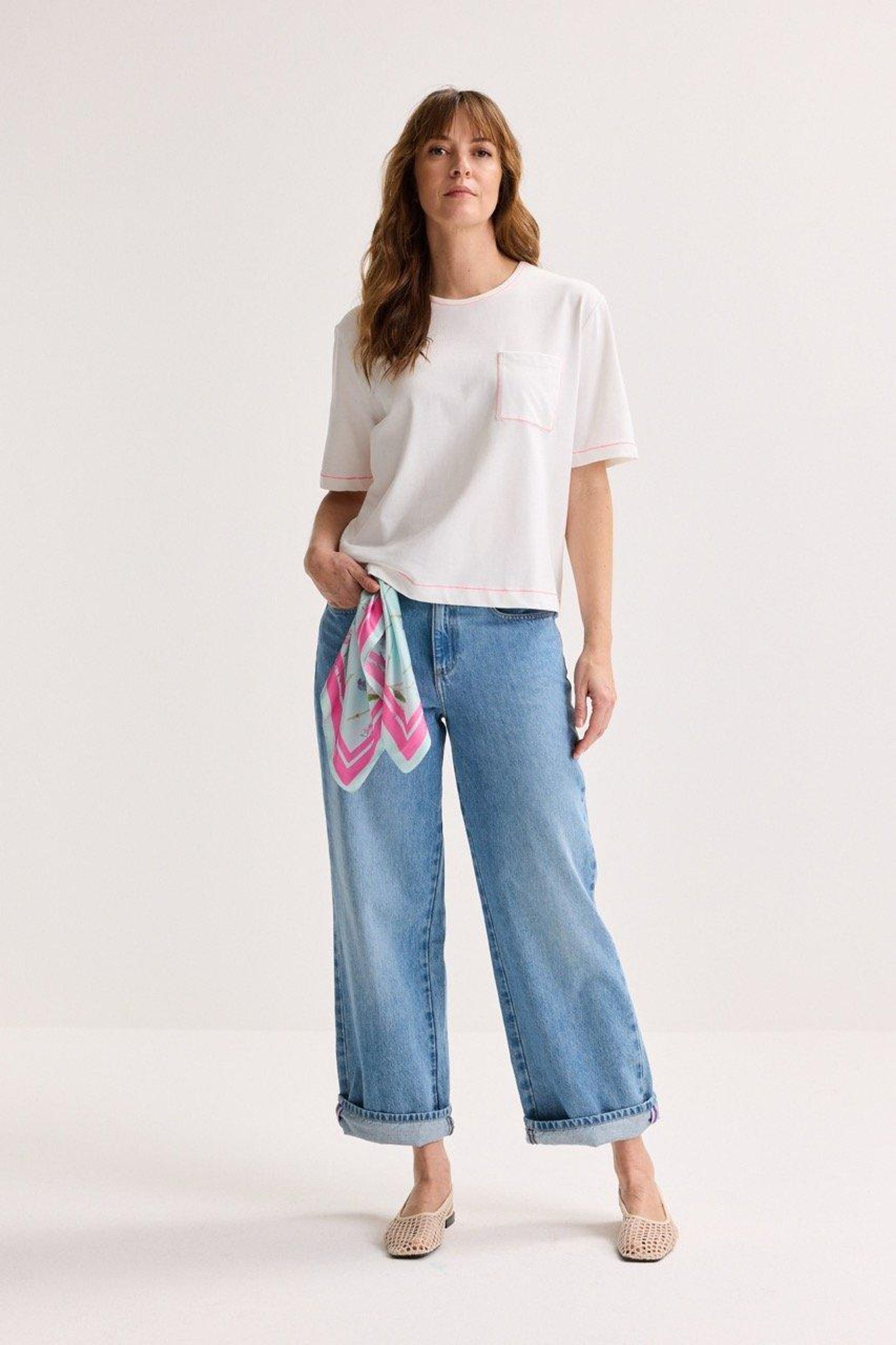 T-shirt met fluo-stiksels - ame