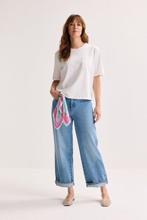 T-shirt met fluo-stiksels - ame