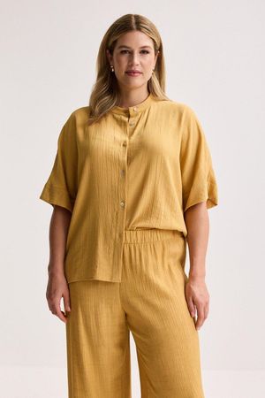 Chemises - Longue tuniek en tissu crinkle