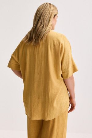 Chemises - Longue tuniek en tissu crinkle