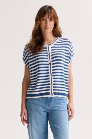 Cardigan - Mouwloze cardigan met strepen