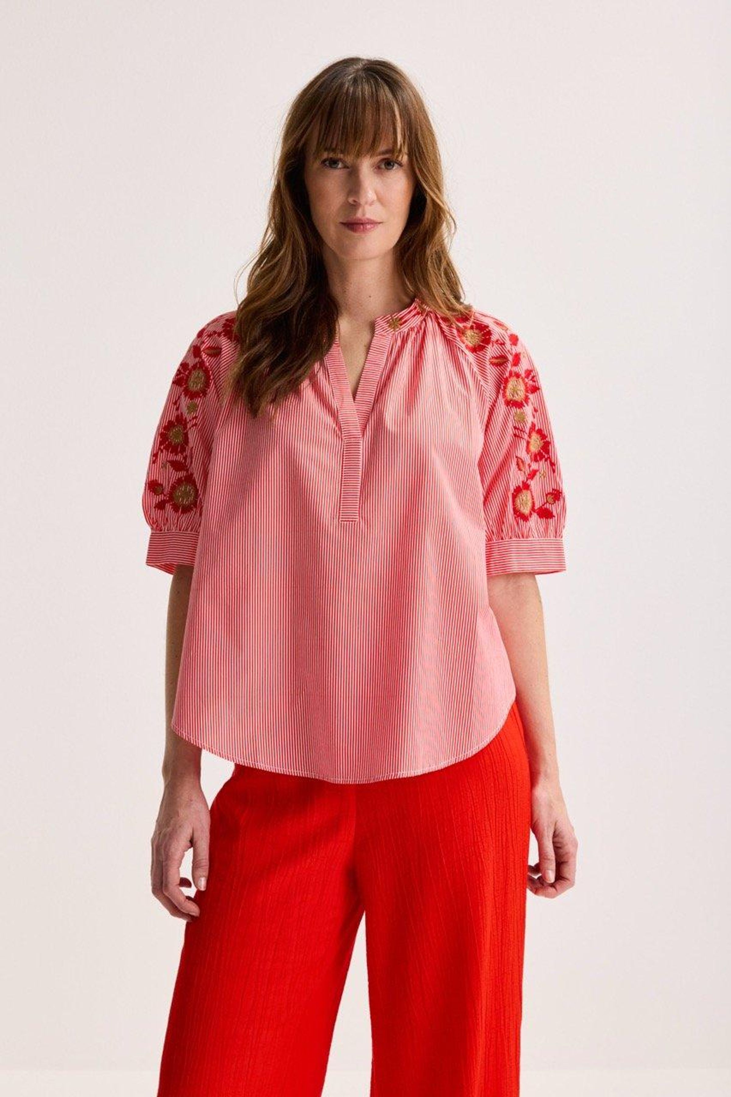 Geborduurde blouse met strepen - may