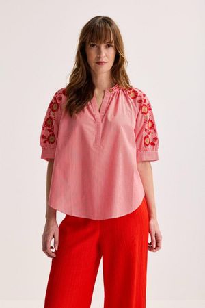 Geborduurde blouse met strepen