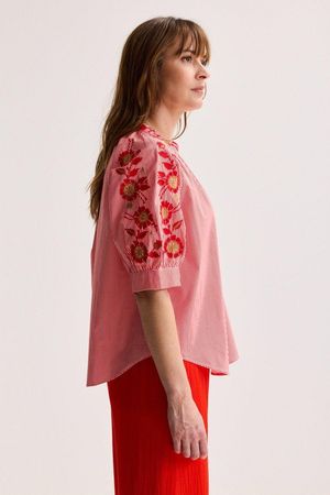 Hemden - Geborduurde blouse met strepen