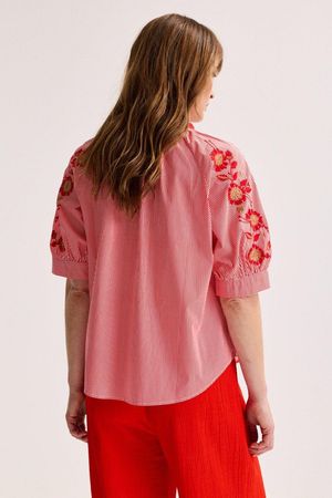 Hemden - Geborduurde blouse met strepen
