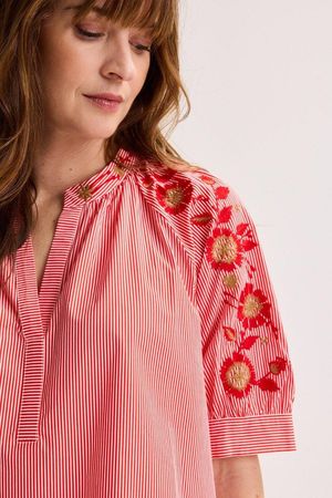 Hemden - Geborduurde blouse met strepen