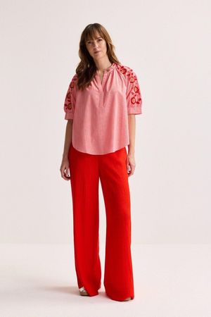 Hemden - Geborduurde blouse met strepen
