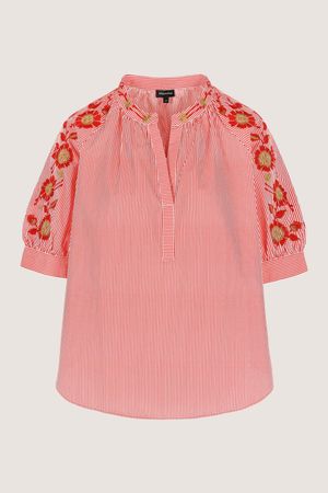 Hemden - Geborduurde blouse met strepen