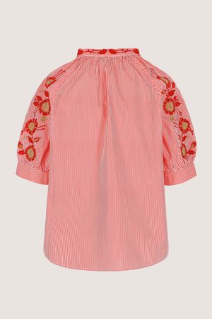 Hemden - Geborduurde blouse met strepen