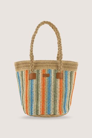 Babyspulletjes - Gestreepte shopper in raffia