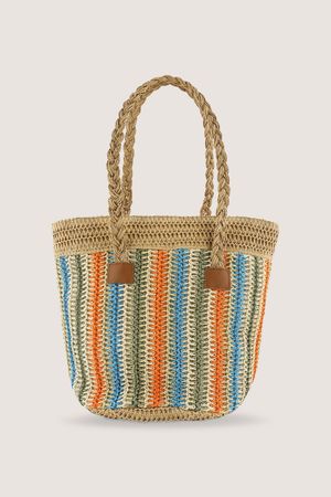 Babyspulletjes - Gestreepte shopper in raffia