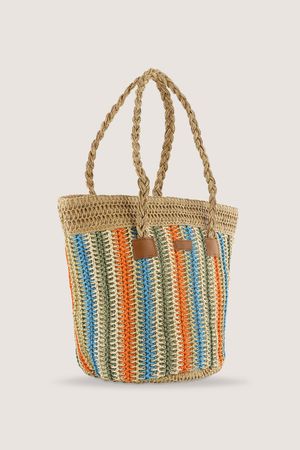 Babyspulletjes - Gestreepte shopper in raffia