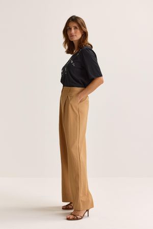 Broeken - Wjde broek met bandplooi