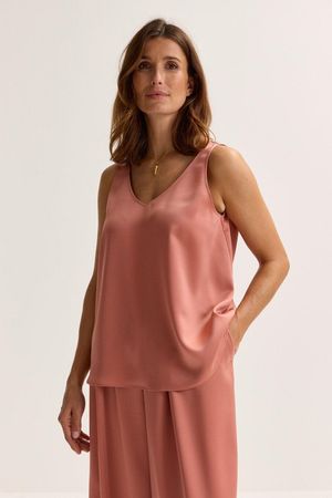 Top &eacute;vas&eacute; en twill satin&eacute;