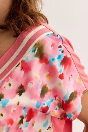 Sweatvest - T-shirtblouse met aquarelprint