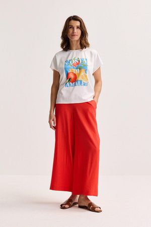 Sweatvest - T-shirtblouse met satijnen front