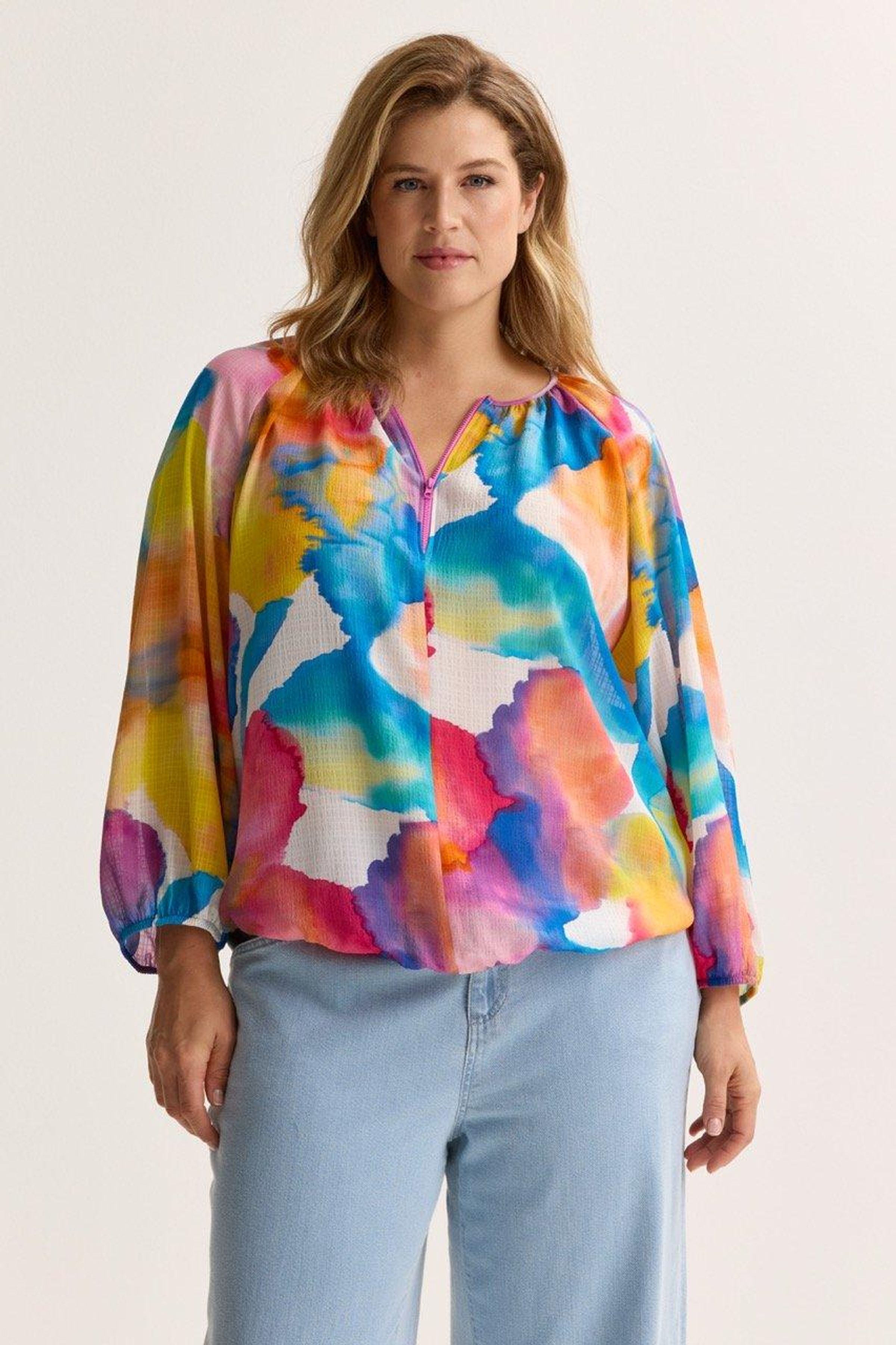 Blouse in seersucker op elastiek - may