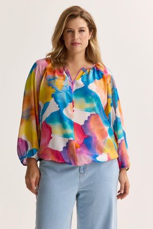 Blouse in seersucker op elastiek - may