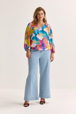 Hemden - Blouse in seersucker op elastiek