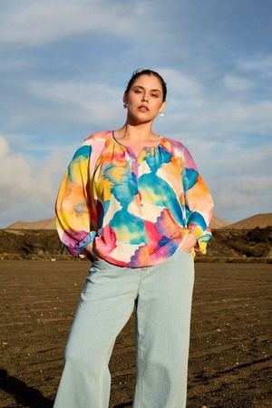 Hemden - Blouse in seersucker op elastiek