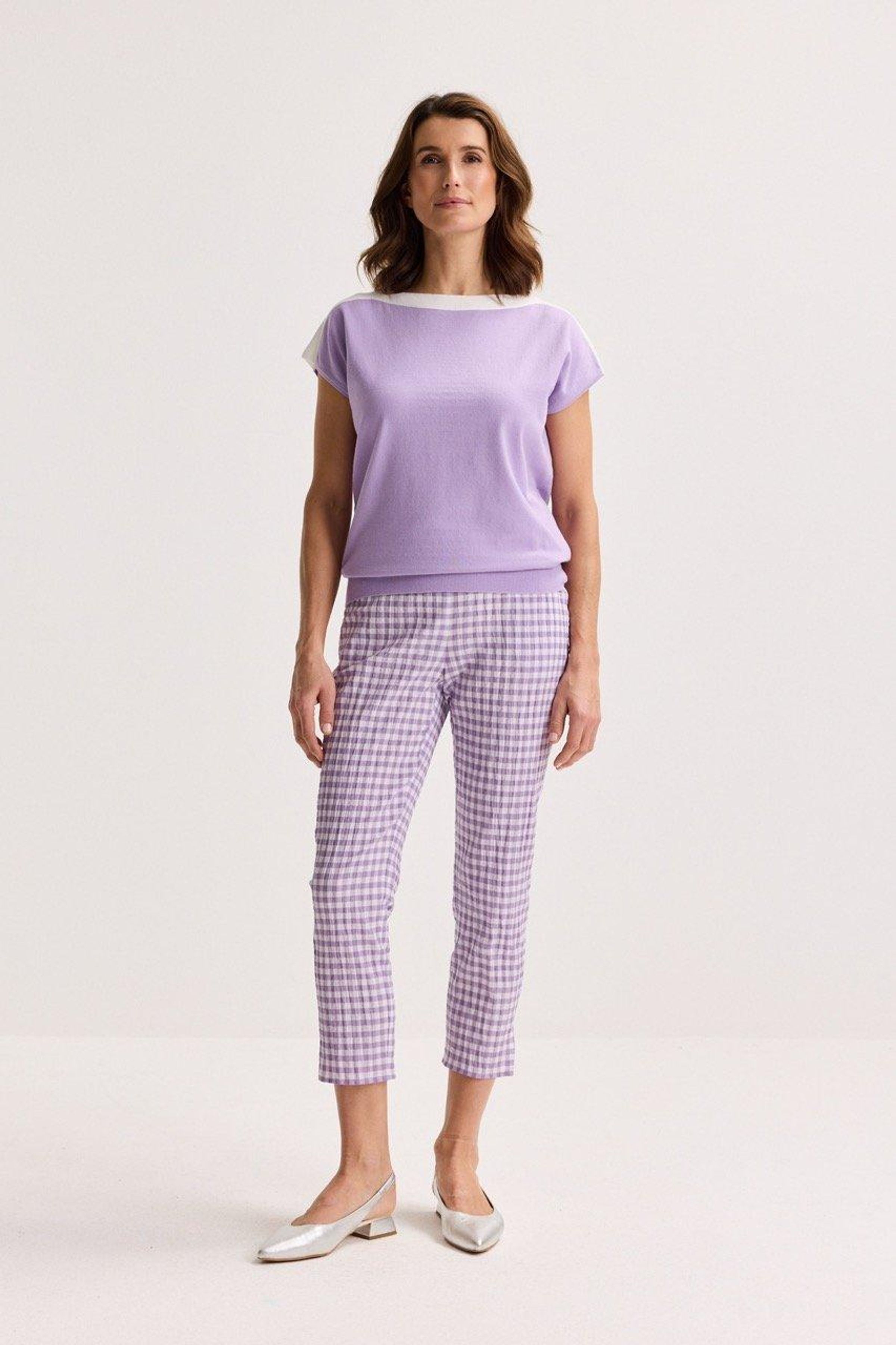 Vichy broek in seersucker - may