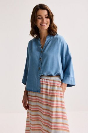 Hemden - Oversized shirt in lyocell jeans