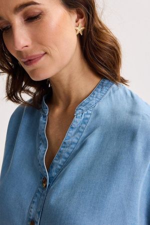 Hemden - Oversized shirt in lyocell jeans