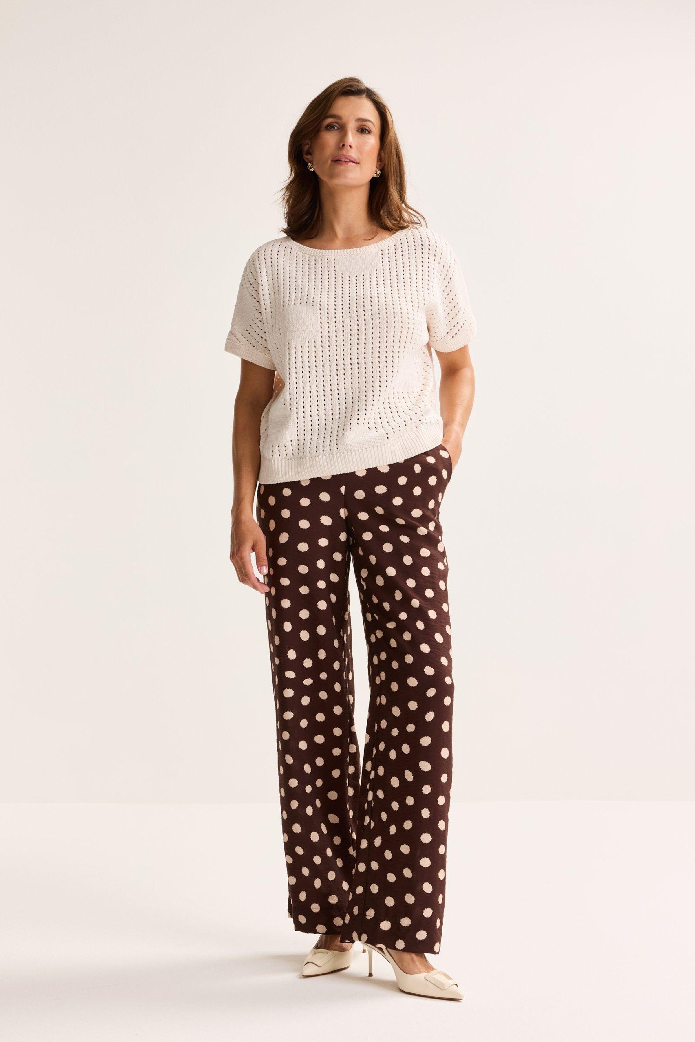 Wijde broek met bolletjes - may