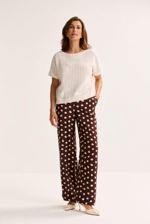 Pantalon ample &agrave; pois