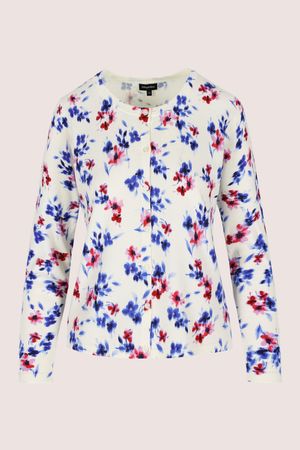 Cardigan &agrave; fleurs &agrave; col rond