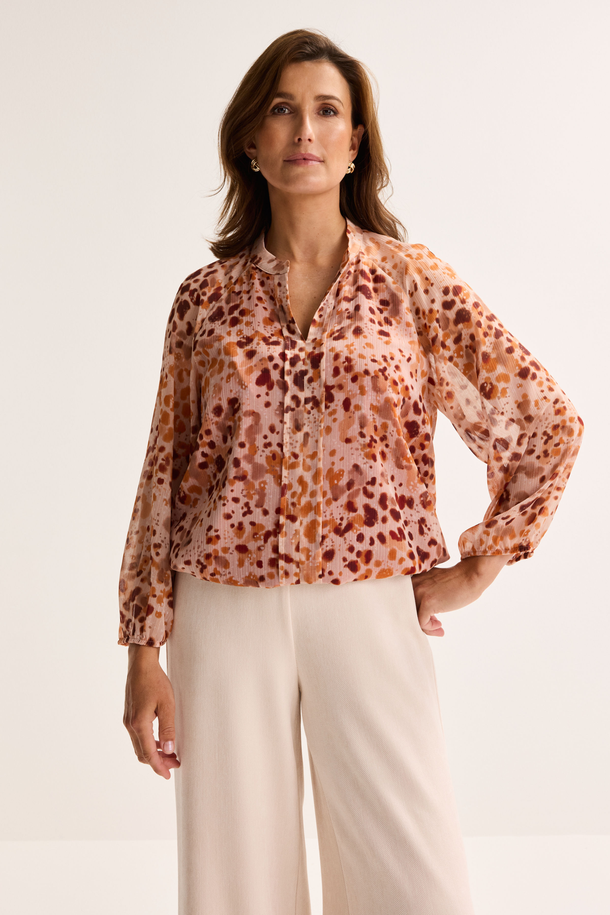 Blouse in lurexvoile op elastiek - may