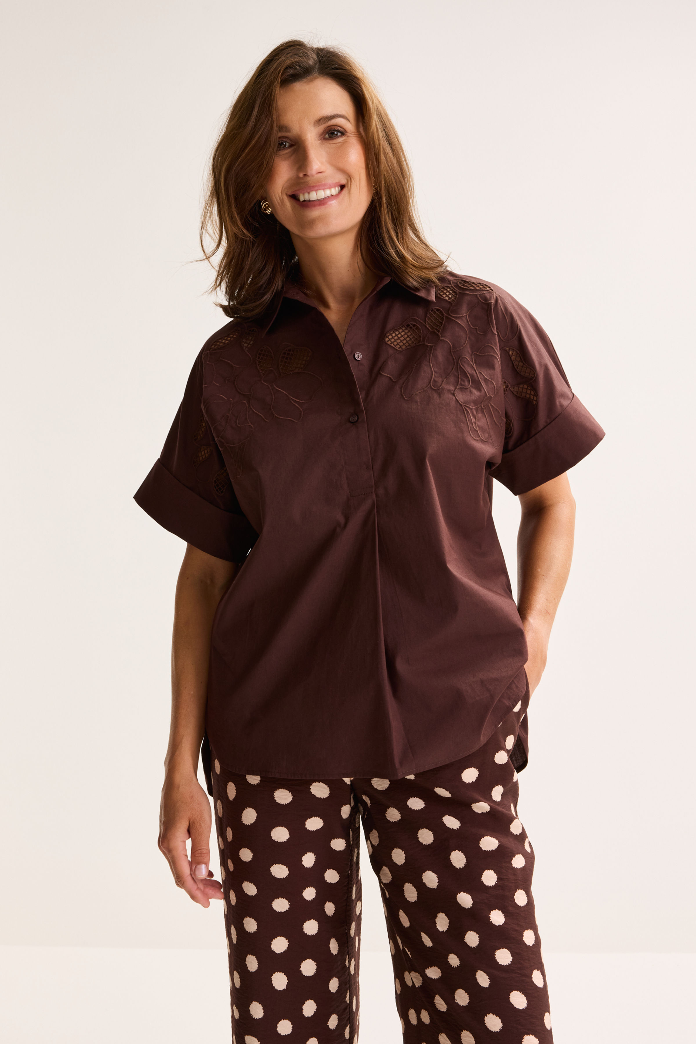 Blouse brod&eacute;e en popeline - may
