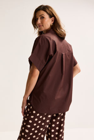 Chemises - Blouse brod&eacute;e en popeline