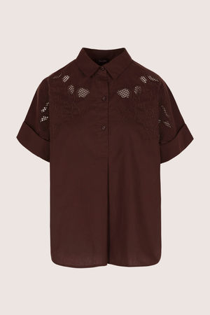 Chemises - Blouse brod&eacute;e en popeline