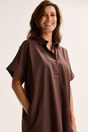 Robes - Robe en popeline brod&eacute;e
