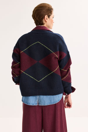 Cardigans - Cardigan oversize &agrave; losanges