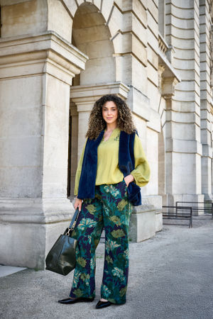 Broeken - Rechte broek met bloemenprint