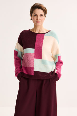 Truien - Colourblocking trui met mohair