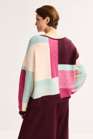 Truien - Colourblocking trui met mohair