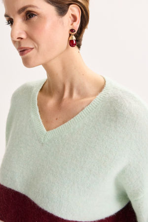 Truien - Colourblocking trui met mohair