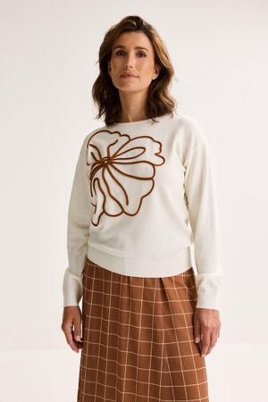 Pull boxy &agrave; fleur brod&eacute;e