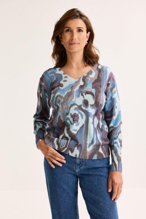Pull imprim&eacute; &agrave; col en V
